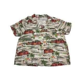 Vintage Hawaiian Green Floral Button Front Shirt by Erika Sz 2X NWT